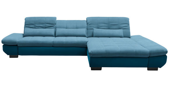 ECKSOFA in Mikrofaser Hellblau  - Schwarz/Hellblau, Design, Textil/Metall (341/204cm) - Xora