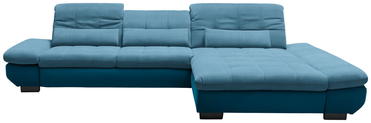 ECKSOFA in Mikrofaser Hellblau  - Schwarz/Hellblau, Design, Textil/Metall (341/204cm) - Xora