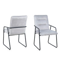 ARMLEHNSTUHL-SET 2 Stück  in Samt  - Hellgrau/Schwarz, Design, Textil/Metall (52/88/66cm) - Livetastic