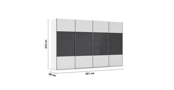 SCHWEBETÜRENSCHRANK  in Schwarz, Weiß  - Chromfarben/Schwarz, KONVENTIONELL, Glas/Holzwerkstoff (361/223/68cm) - Novel