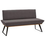SITZBANK 160/87/64 cm Webstoff Schwarz, Eichefarben, Dunkelbraun Eiche massiv Metall  - Eichefarben/Dunkelbraun, Design, Holz/Textil (160/87/64cm) - Voleo