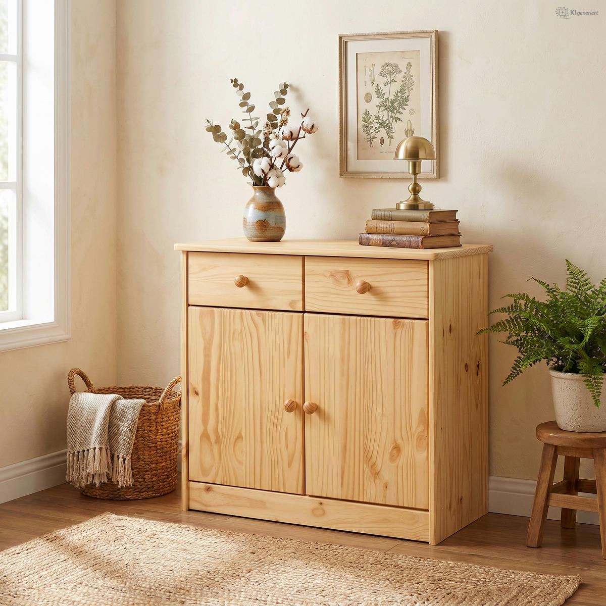 KOMMODE , 81/75/35 cm, 2 Schublade(n)  - Naturfarben, Basics, Holz (81/75/35cm) - Livetastic