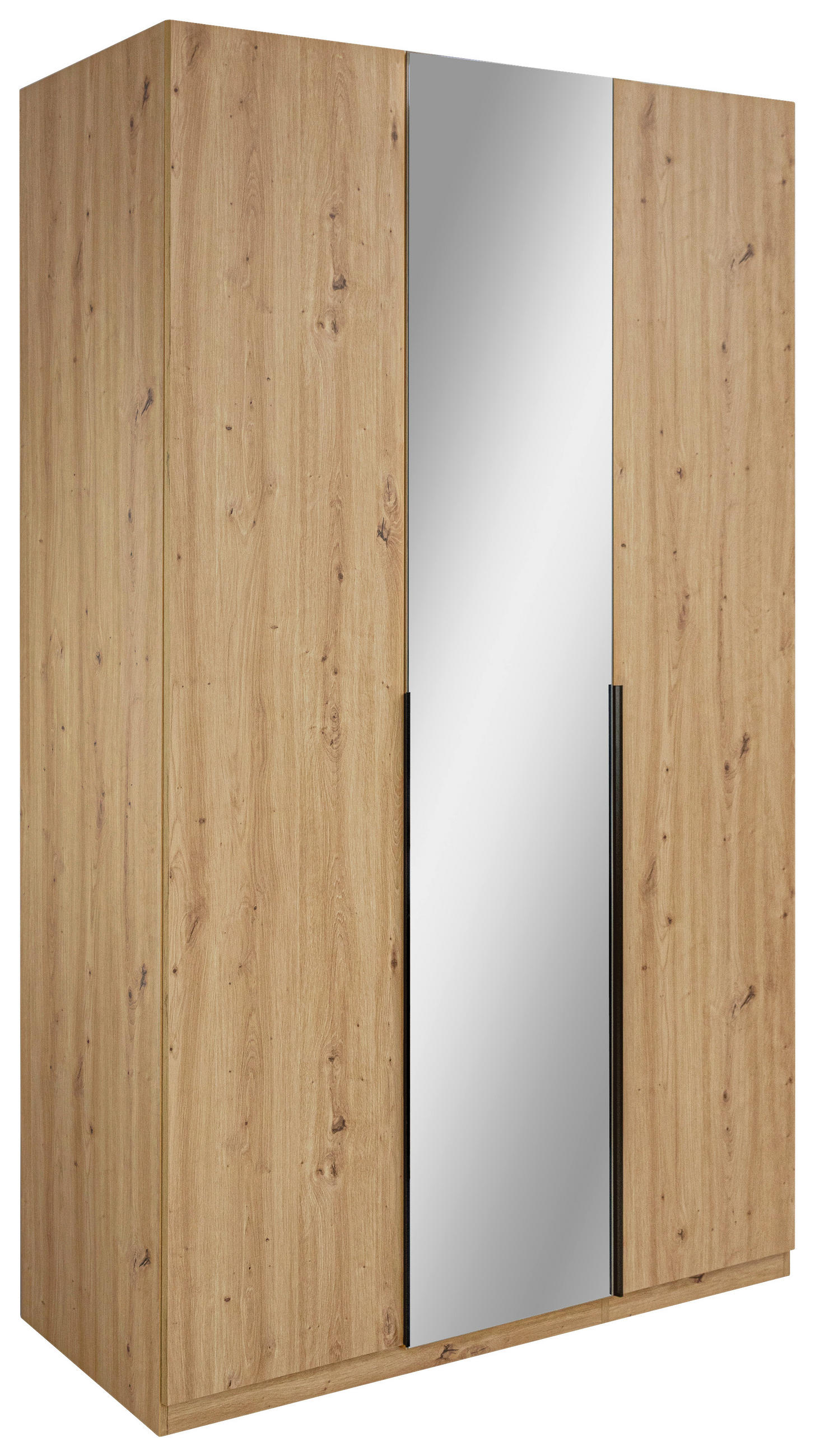 DREHTÜRENSCHRANK 3-türig Eiche Artisan  - Schwarz/Eiche Artisan, KONVENTIONELL, Glas/Holzwerkstoff (134/211/55cm) - Boxxx