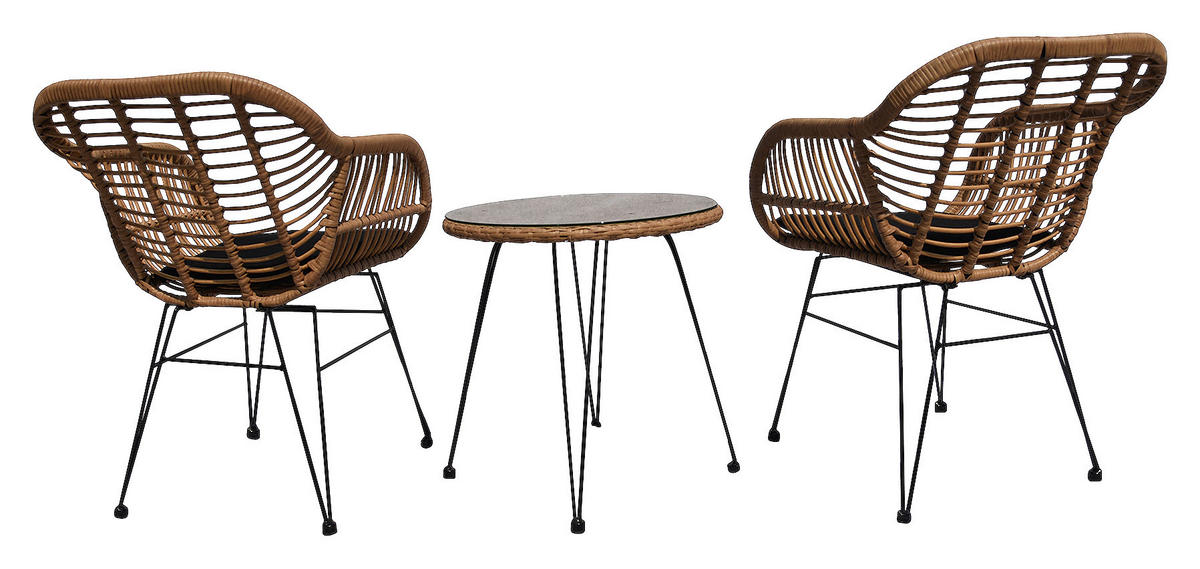BALKONSET  - Dunkelgrau/Naturfarben, MODERN, Glas/Kunststoff - Ambia Garden