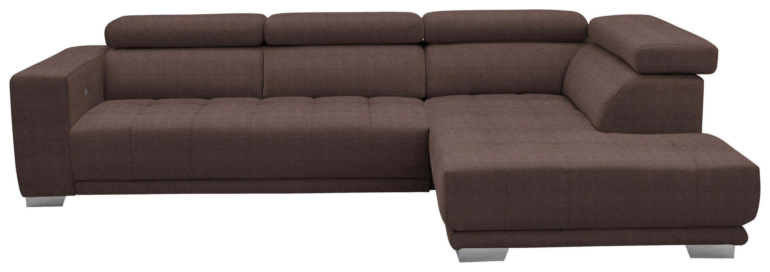 ECKSOFA in Mikrofaser Braun  - Chromfarben/Braun, Design, Textil/Metall (301/207cm) - Xora
