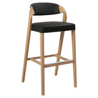 BARHOCKER Echtleder Schwarz, Eichefarben Eiche massiv Lederauswahl, Stoffauswahl  - Eichefarben/Schwarz, Design, Leder/Holz (52/103/51,5cm) - Voglauer