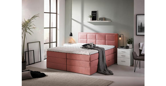 BOXSPRINGBETT 200/200 cm  in Koralle  - Koralle/Schwarz, KONVENTIONELL, Kunststoff/Textil (200/200cm) - Carryhome