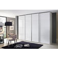 SCHWEBETÜRENSCHRANK 316/223/68 cm 4-türig Weiß  - Chromfarben/Weiß, Design, Glas/Holzwerkstoff (316/223/68cm) - Novel