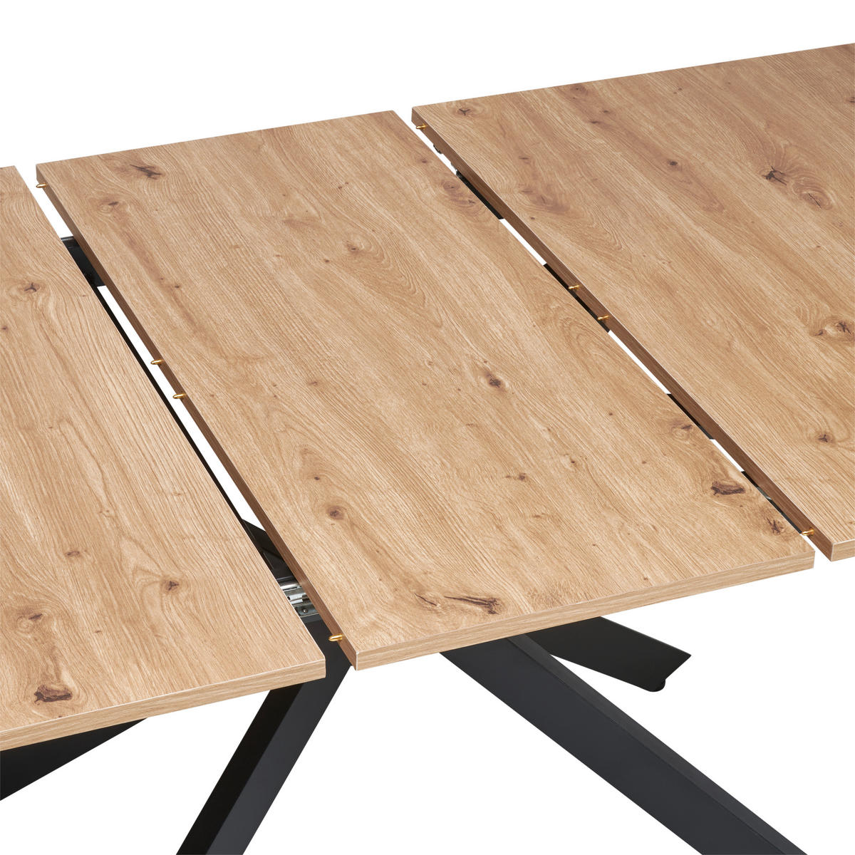 ESSTISCH in Metall, Holzwerkstoff 160-200/90/75 cm  - Schwarz/Eiche Artisan, KONVENTIONELL, Holzwerkstoff/Metall (160-200/90/75cm) - MID.YOU