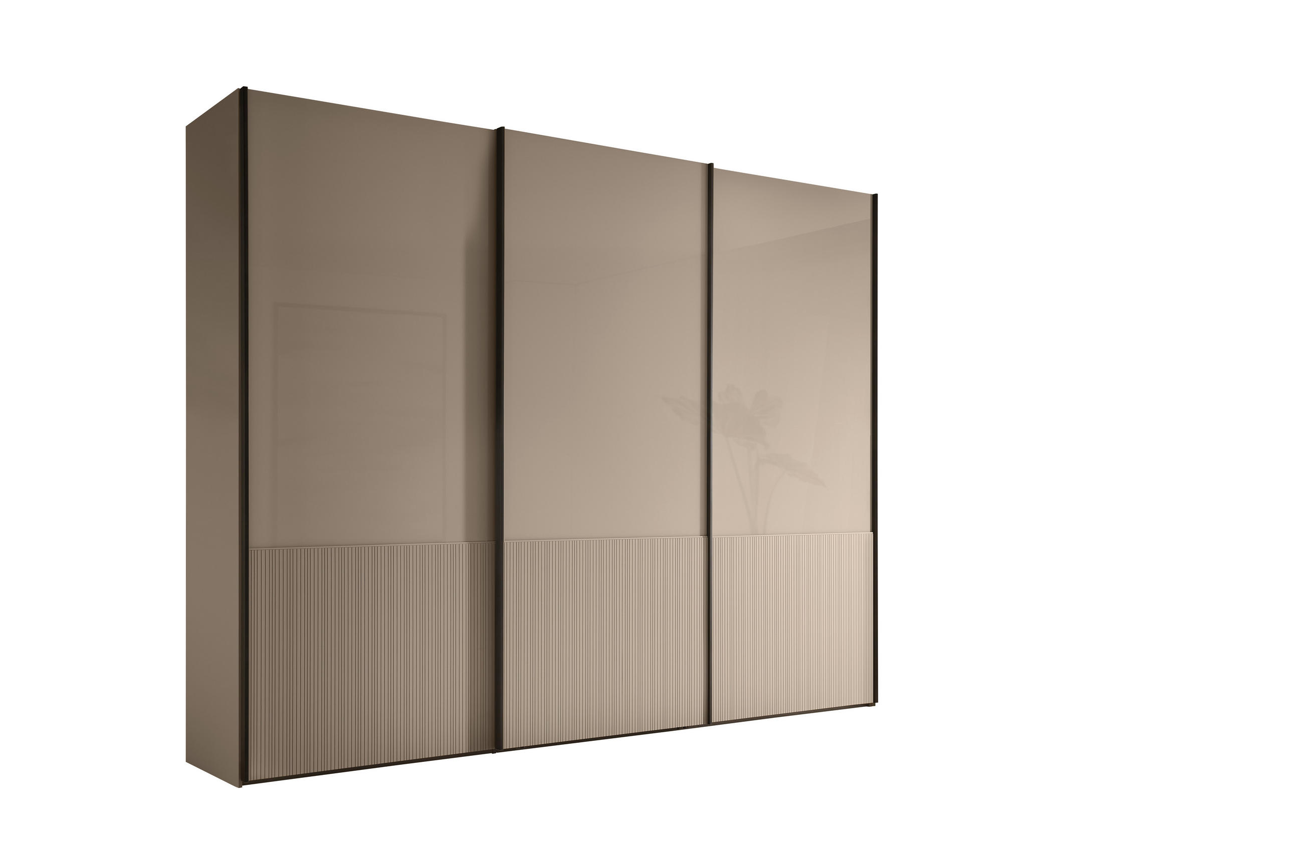 SCHWEBETÜRENSCHRANK 300/236/67 cm 3-türig Champagner  - Schieferfarben/Champagner, Design, Glas/Holzwerkstoff (300/236/67cm) - Dieter Knoll