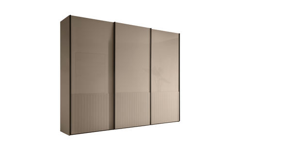 SCHWEBETÜRENSCHRANK 300/236/67 cm 3-türig Champagner  - Schieferfarben/Champagner, Design, Glas/Holzwerkstoff (300/236/67cm) - Dieter Knoll