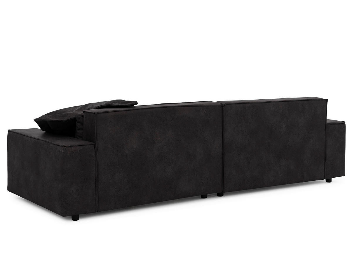 ECKSOFA Curduroy in Lederlook Anthrazit Rückenkissen  251/142 cm  - Anthrazit/Schwarz, Design, Kunststoff/Textil (251/142cm) - P & B
