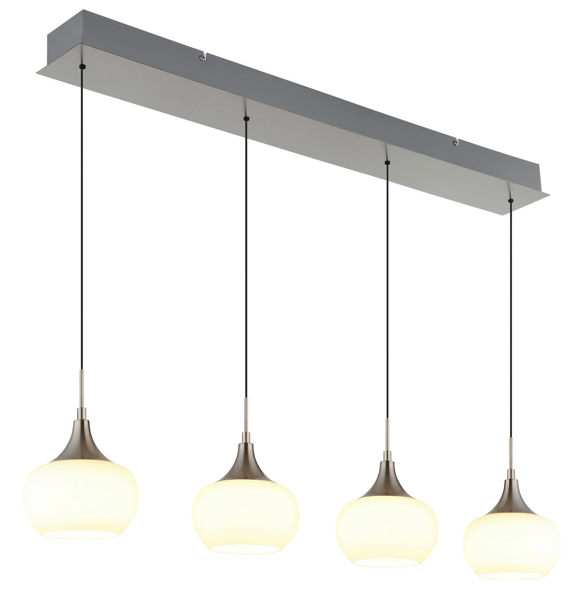 HÄNGELEUCHTE Lui 90/15/150 cm   - Opal/Schwarz, Design, Glas/Kunststoff (90/15/150cm) - Globo