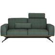 3-SITZER-SOFA  in Struktur Grün  - Schwarz/Grün, Design, Holz/Textil (196/85-104/95cm) - Novel
