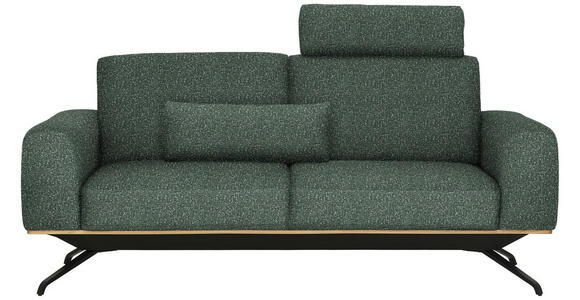 3-SITZER-SOFA  in Struktur Grün  - Schwarz/Grün, Design, Holz/Textil (196/85-104/95cm) - Novel