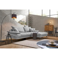 ECKSOFA PRATO Silberfarben Webstoff  - Silberfarben/Schwarz, MODERN, Textil/Metall (292/176cm) - MID.YOU