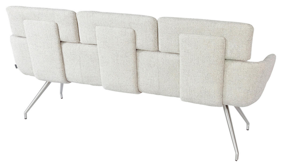 SITZBANK 200/92,5/67 cm Webstoff Edelstahlfarben, Beige  - Edelstahlfarben/Beige, Design, Textil/Metall (200/92,5/67cm) - Dieter Knoll