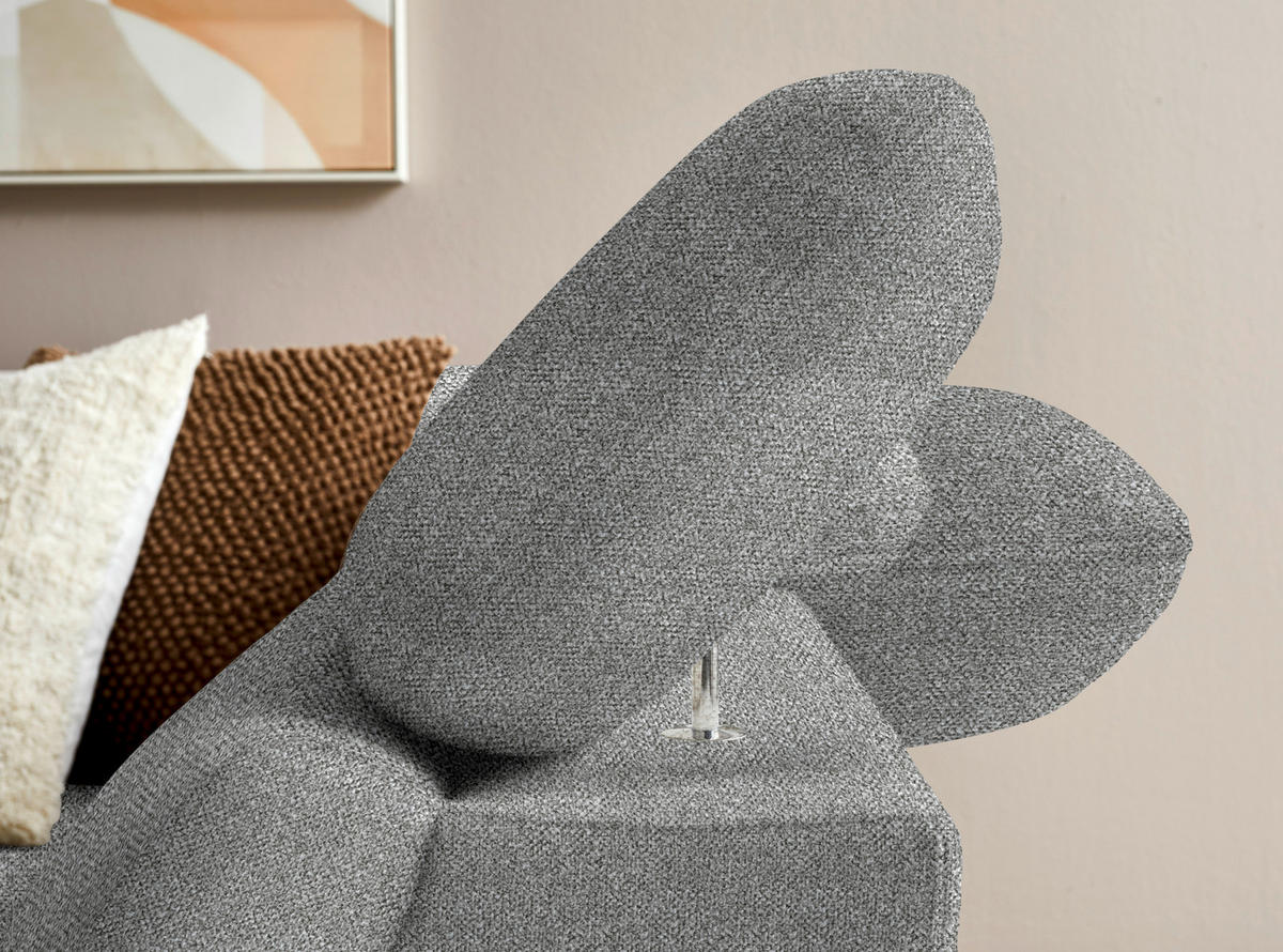 ECKSOFA in Bouclé Hellgrau  - Eichefarben/Hellgrau, Modern, Holz/Textil (287/212cm) - Valnatura