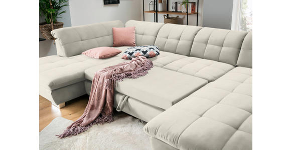 WOHNLANDSCHAFT  in Mikrofaser Weiß  - Chromfarben/Weiß, Design, Kunststoff/Textil (211/350/204cm) - Xora