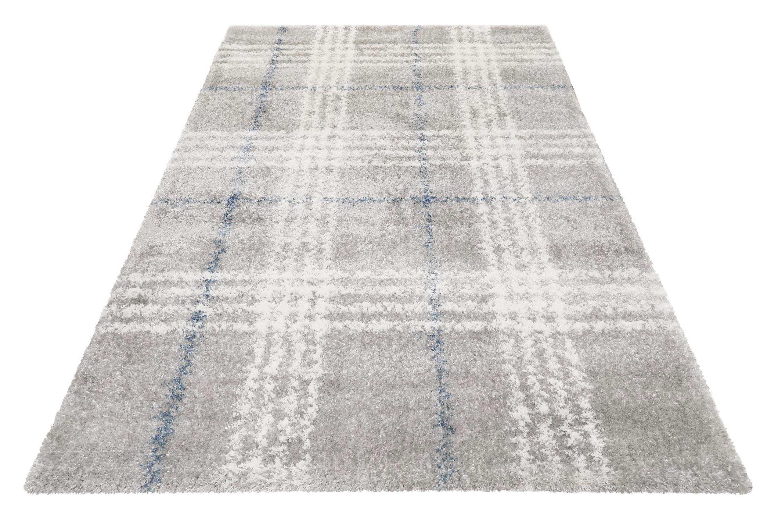 Thumbnail - Esprit Hochflorteppich Nora, Blau, Creme, Grau, Textil, geometrisch, rechteckig, 160x225 cm, Oeko-Tex® Standard 100, für...