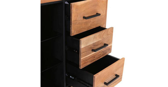 SIDEBOARD in 170/80/44 cm - Schwarz/Akaziefarben, LIFESTYLE, Glas/Holz (170/80/44cm) - Landscape