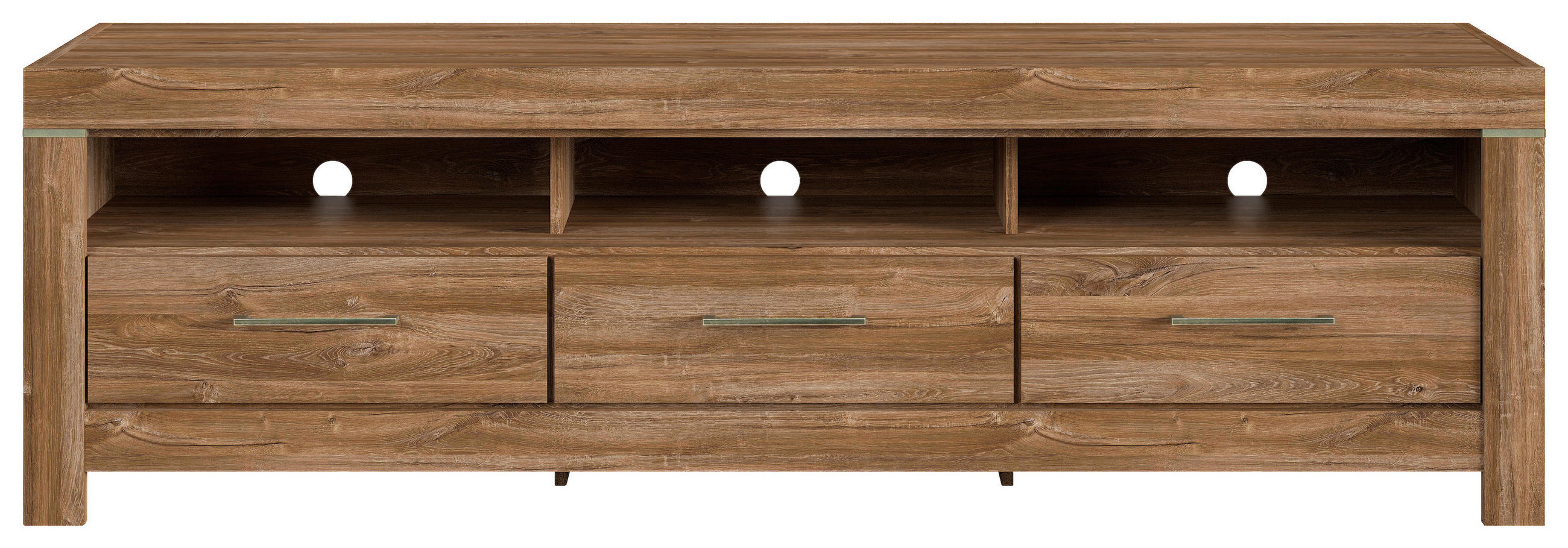 KOMODA POD TELEVIZI, barvy dubu, 200/60/54 cm - barvy dubu/barvy niklu, Design, kov/kompozitní dřevo (200/60/54cm) - Welnova