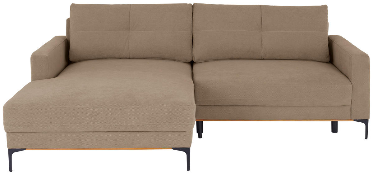 ECKSOFA in Hellbraun  - Hellbraun/Schwarz, Modern, Textil/Metall (162/238cm) - Ondega
