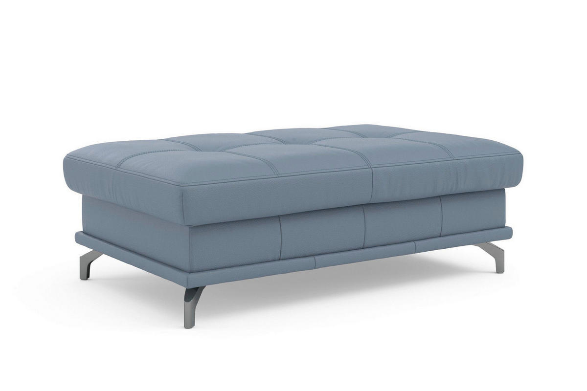 HOCKER COSTELLO E Echtleder Graublau  - Graublau/Schwarz, Basics, Leder/Metall (133/47/72cm) - Sit & More