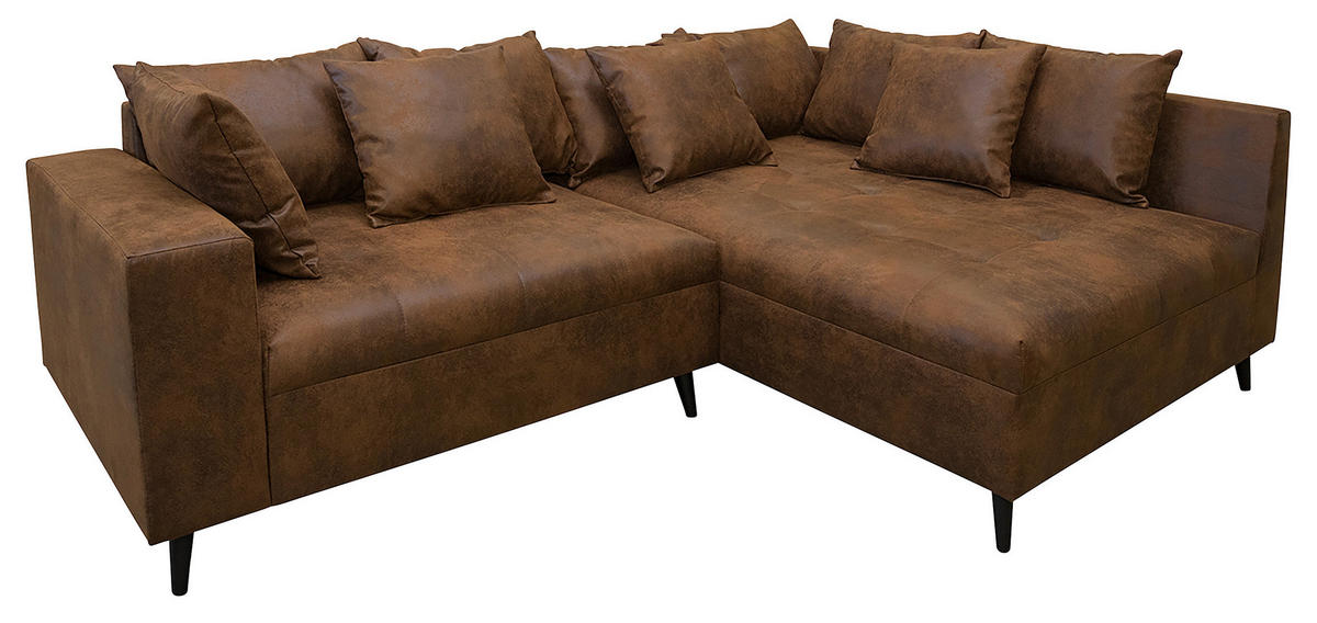 KUTNA GARNITURA tekstil  smeđa   - crna/smeđa, Design, tekstil/drvo (247/174cm) - MID.YOU