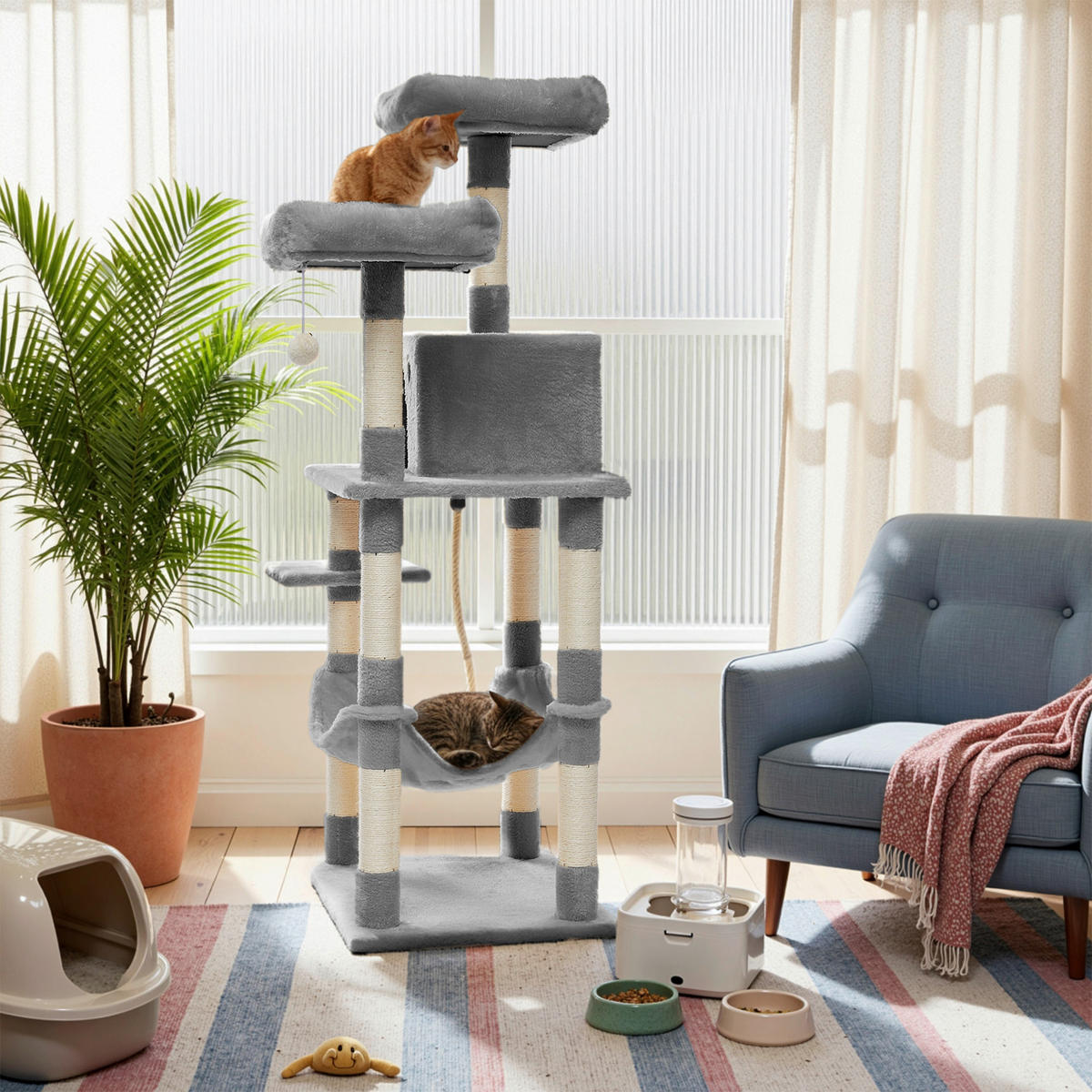KRATZBAUM - Hellgrau, Trend, Papier/Holzwerkstoff (55/143/45cm) - Boxxx
