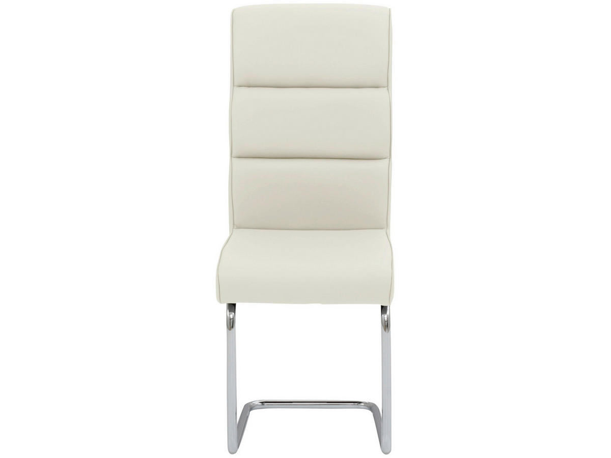 STUHL-SET 2 Stück  in Stahl Lederlook pigmentiert Metall, Leder  - Weiß, Design, Leder/Metall (43/104/62cm) - MID.YOU