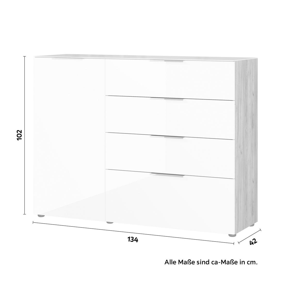 TÁLALÓSZEKRÉNY 134/102/42 cm  - króm/fekete, Modern, műanyag/faalapú anyag (134/102/42cm) - Premium Living