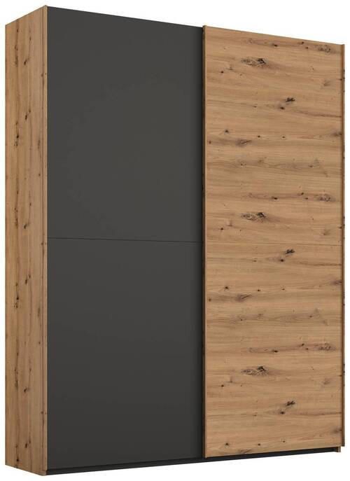 SCHWEBETÜRENSCHRANK 2-türig Graphitfarben, Eiche Artisan - Graphitfarben/Eiche Artisan, Trend, Holzwerkstoff (151/223/68cm) - Stylife