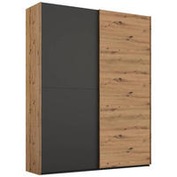 SCHWEBETÜRENSCHRANK in Graphitfarben, Eiche Artisan  - Graphitfarben/Eiche Artisan, Trend, Holzwerkstoff (151/223/68cm) - Stylife