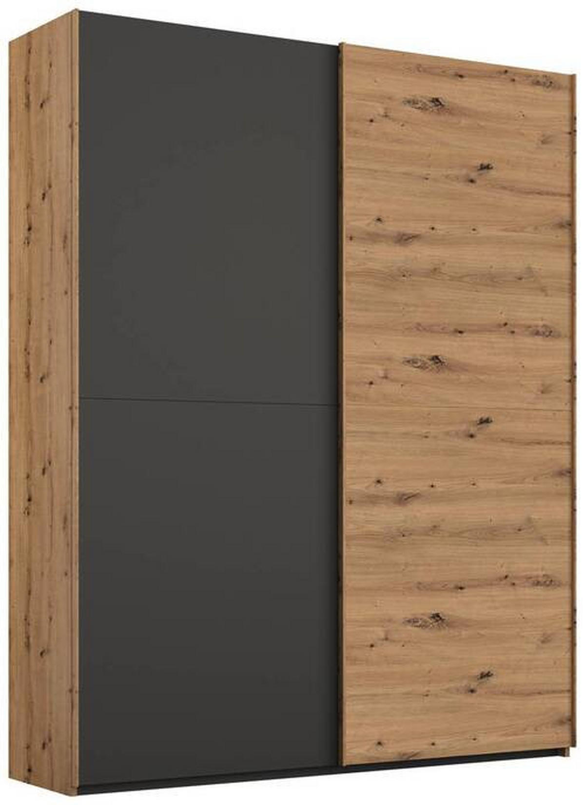 SCHWEBETÜRENSCHRANK in Graphitfarben, Eiche Artisan  - Graphitfarben/Eiche Artisan, Trend, Holzwerkstoff (151/223/68cm) - Stylife