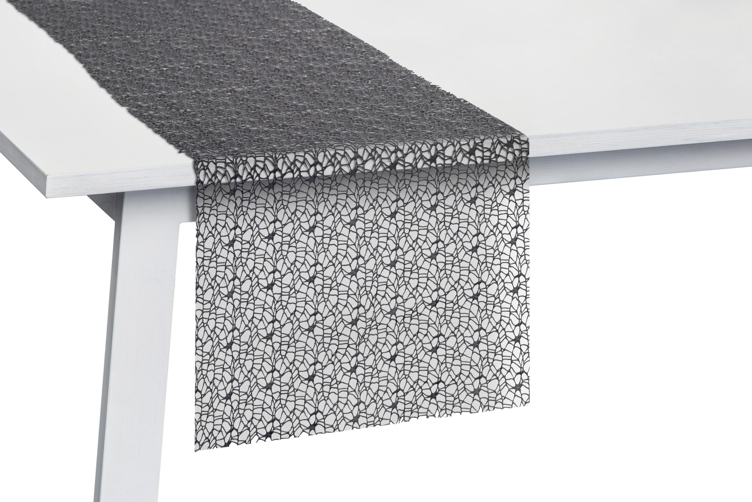TISCHLÄUFER Network Textil Netz Graphitfarben 45/140 cm  - Graphitfarben, Basics, Textil (45/140cm) - Pichler