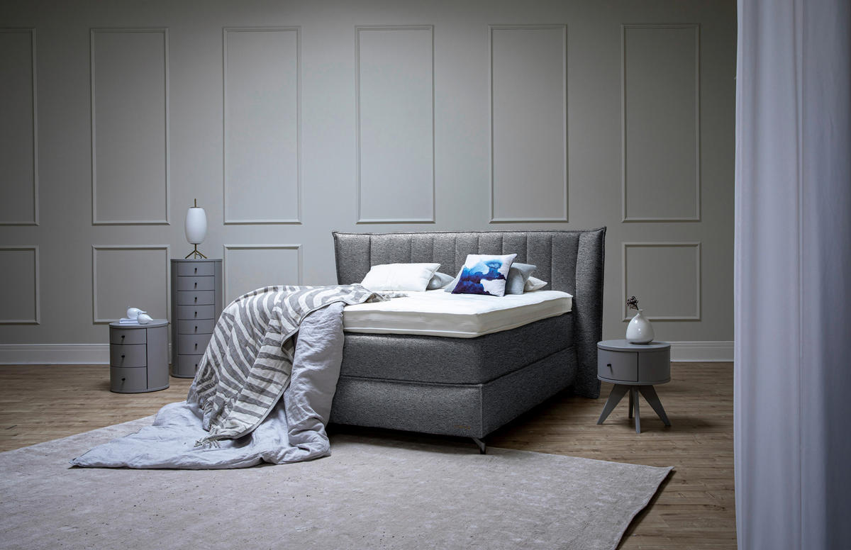 BOXSPRINGBETT 180/200 cm  in Grau  - Schwarz/Grau, Konventionell, Holz/Textil (180/200cm) - Sjöholm