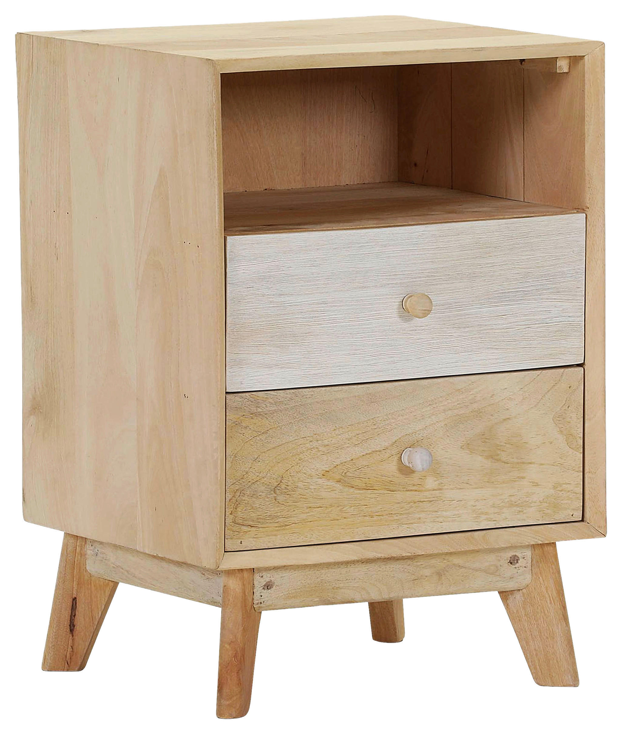 NACHTSCHRANK 45/65/40 cm Mangoholz massiv  - Naturfarben/Weiß, Design, Holz (45/65/40cm) - Landscape