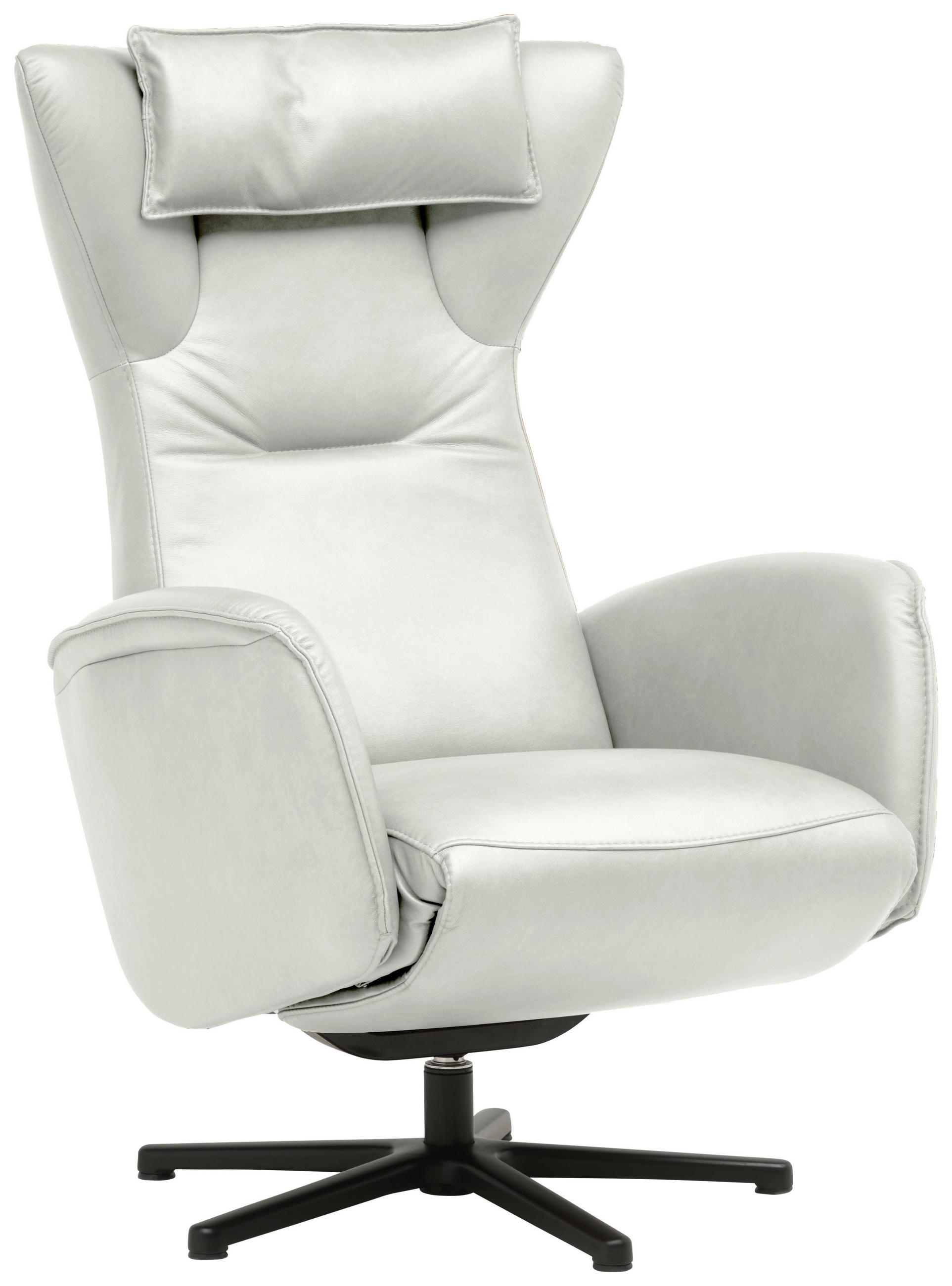 RELAXSESSEL Leder Weiss  - Weiss/Schwarz, Design, Leder/Metall (75/106/86cm) - Valdera