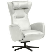 RELAXSESSEL Leder Weiss  - Weiss/Schwarz, Design, Leder/Metall (75/106/86cm) - Valdera