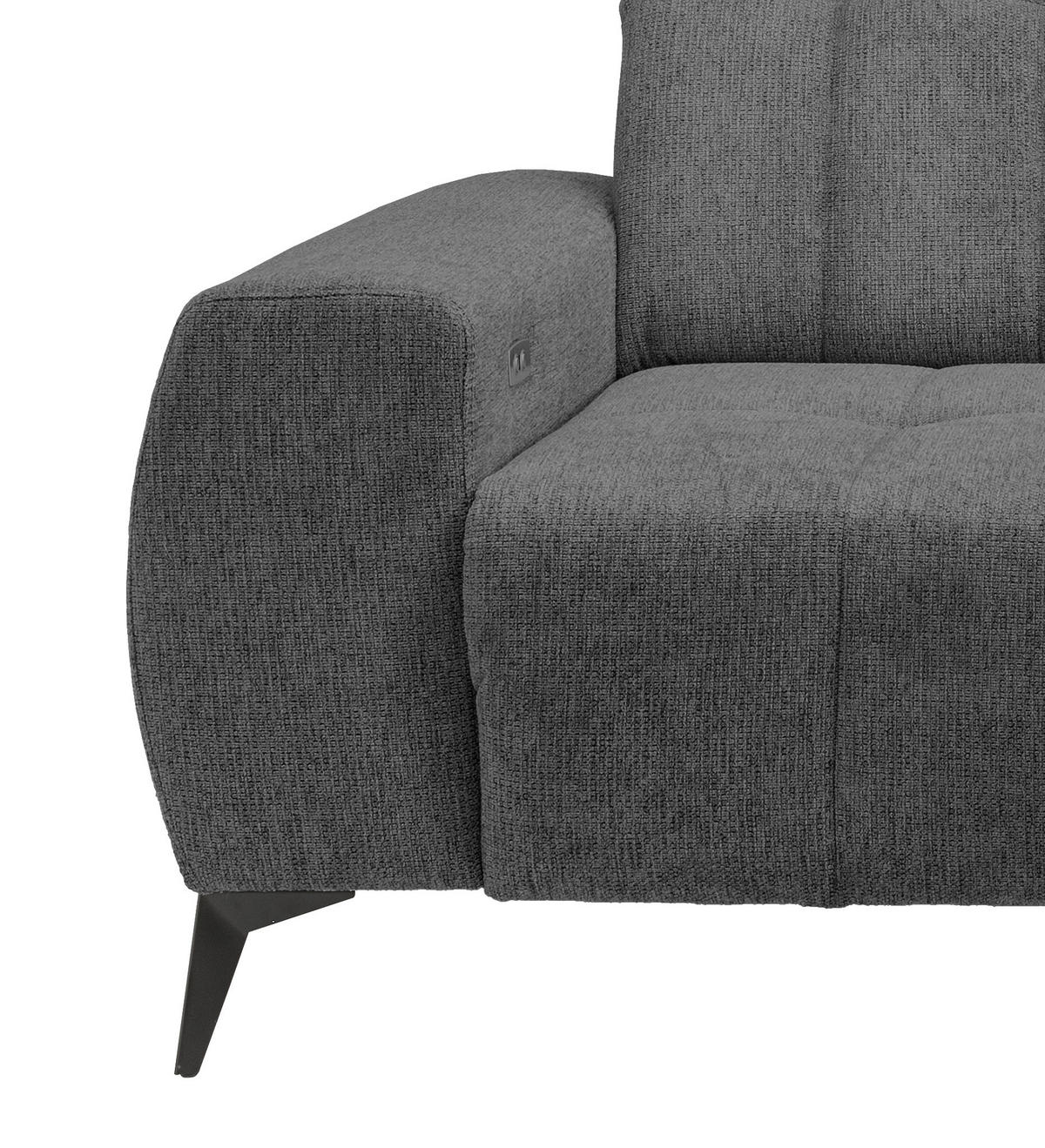 ECKSOFA in Chenille Anthrazit  - Anthrazit/Schwarz, Modern, Textil/Metall (261/200cm) - Livetastic