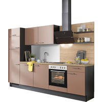 KÜCHENBLOCK 290 cm   in Graphitfarben, Eichefarben, Altrosa  - Edelstahlfarben/Eichefarben, Design, Holzwerkstoff/Metall (290cm) - Xora