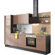 KÜCHENBLOCK 290 cm   in Graphitfarben, Eichefarben, Altrosa  - Edelstahlfarben/Eichefarben, Design, Holzwerkstoff/Metall (290cm) - Xora