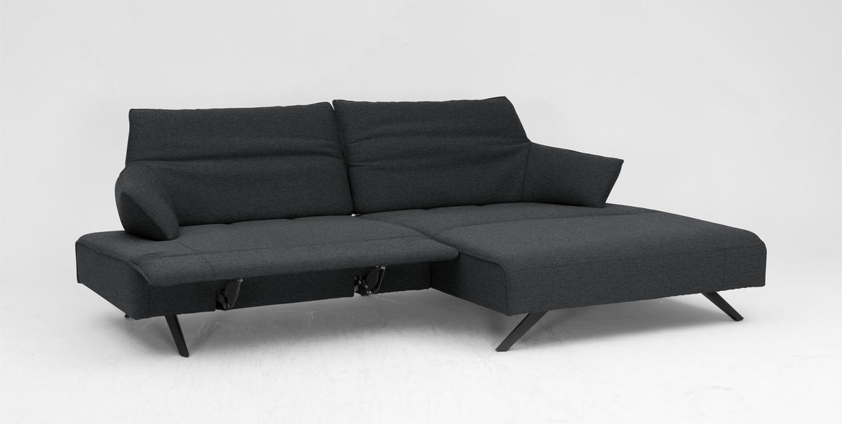 ECKSOFA in Struktur Grau  276/165 cm  - Anthrazit/Grau, Design, Textil/Metall (276/165cm) - Himolla