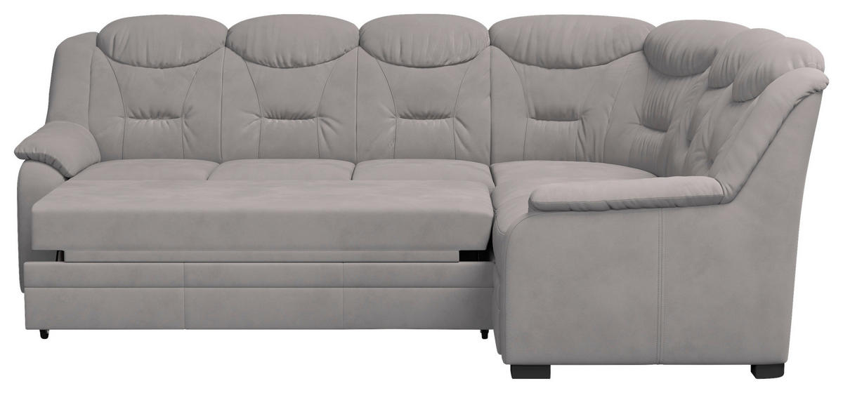 ECKSOFA Hellgrau Mikrofaser  - Hellgrau/Schwarz, Basics, Kunststoff/Textil (263/211cm) - MID.YOU