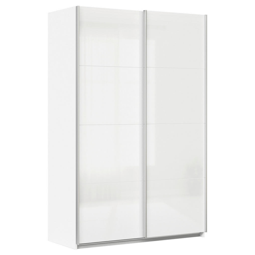 Schwebetürenschrank 136cm Feldkirch, Weiß Hochglanz