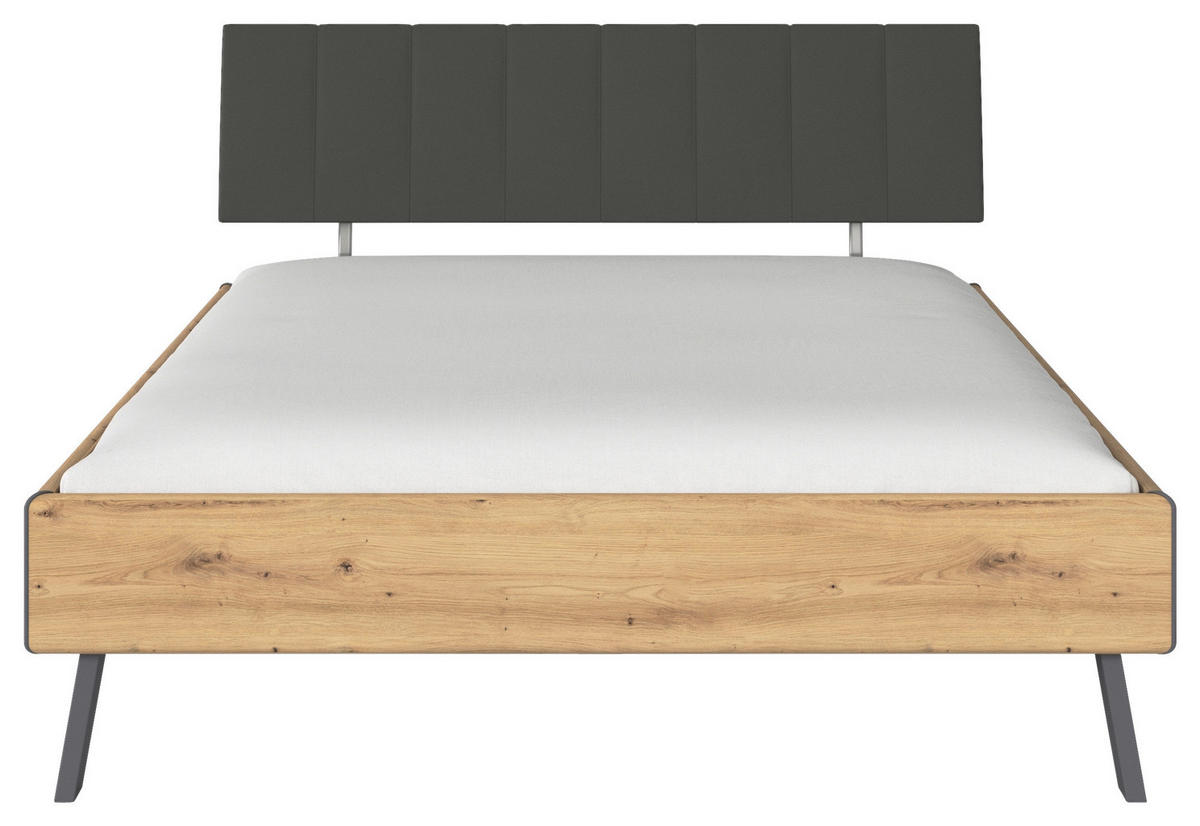 BETT 160/200 cm  in Eiche Artisan  - Eiche Artisan/Grau, Design, Holzwerkstoff/Textil (160/200cm) - Carryhome