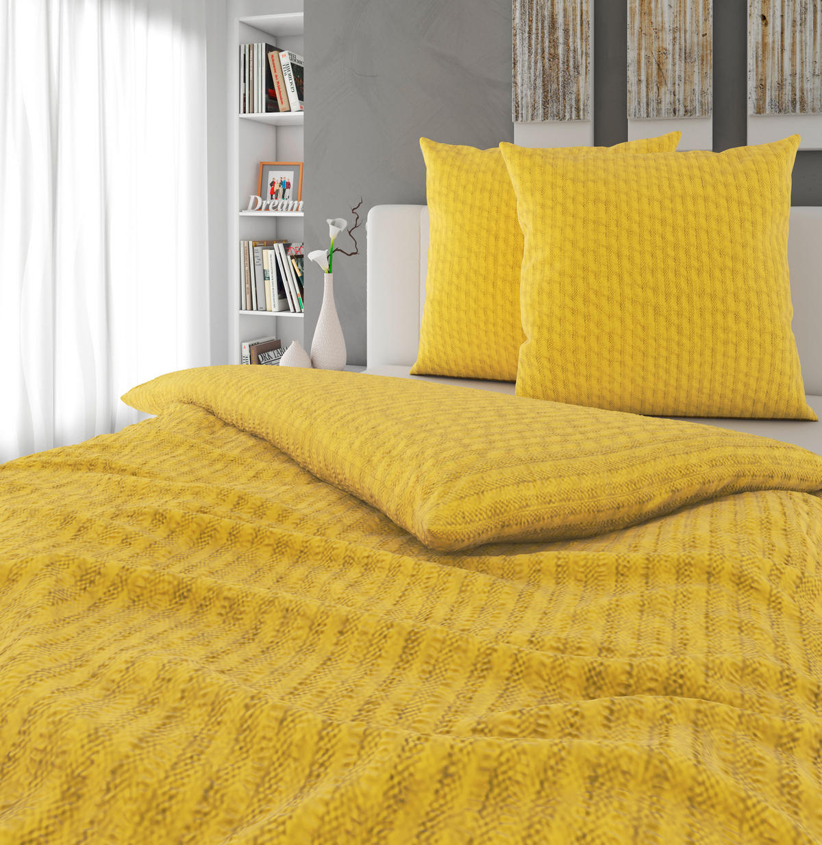 BETTWÄSCHE Seersucker 200/200 cm  - Gelb, Textil (200/200cm) - Novel