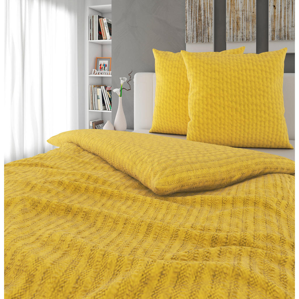 Thumbnail - Novel Bettwäsche, Gelb, Textil, Uni, 200x200 cm, pflegeleicht, hautfreundlich, schadstoffgeprüft, Schlaftextilien, Bettw...