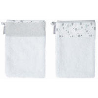 BABYWASCHHANDSCHUH  2-teilig  - Weiss/Grau, Basics, Textil (21.5/15/0.5cm) - Bebe Jou